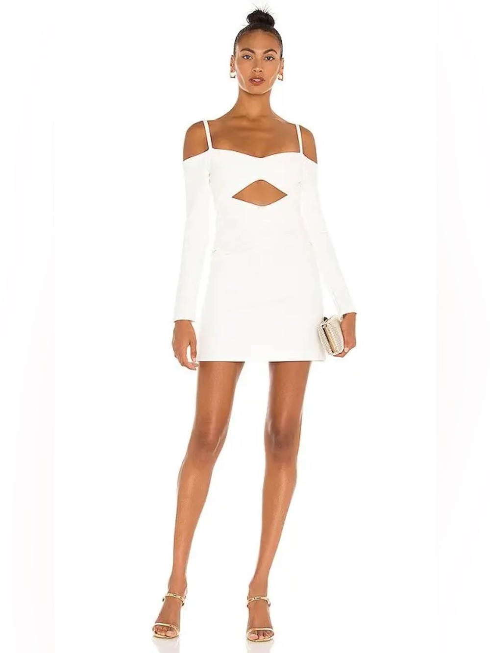 Alexis White Cold-Shoulder Mini Dress with Cutout